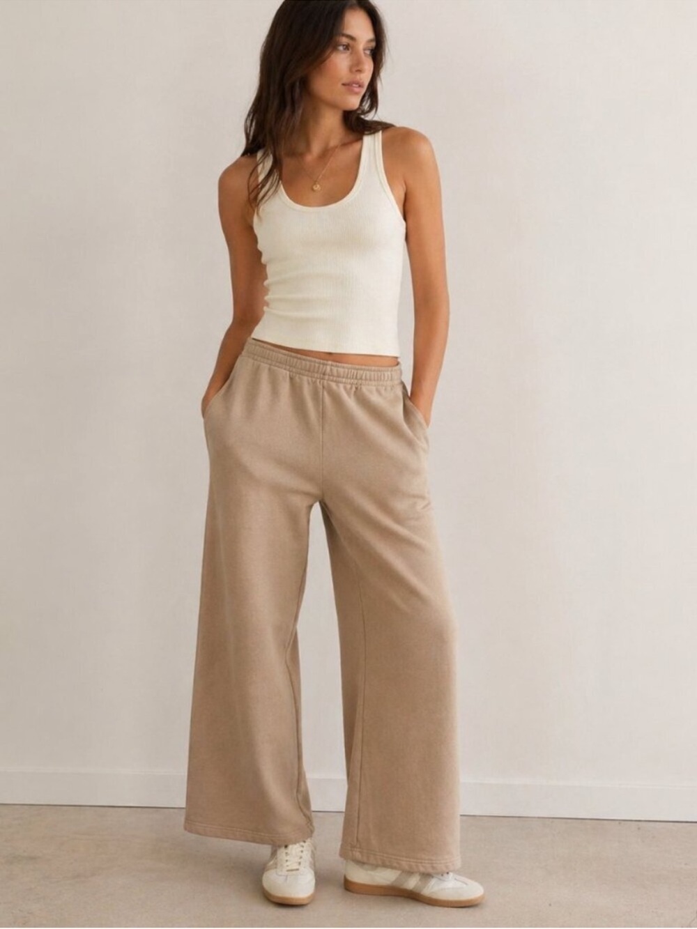 Reformation Kira Wide Leg Sweatpant Organic Cotton Tan Women’s Size Small